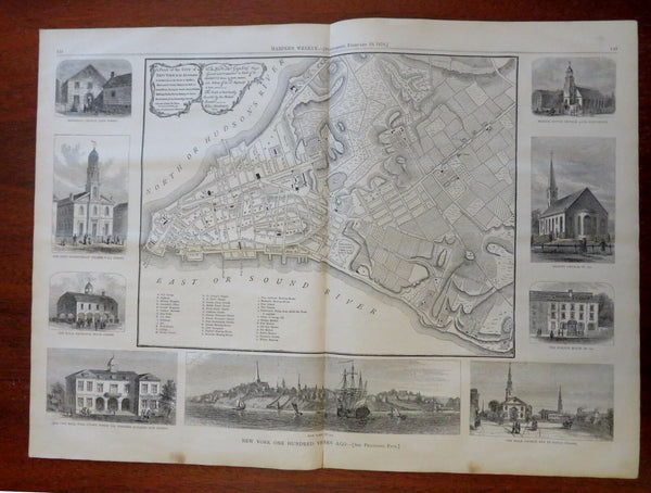 New York City Plan Centennial Celebration Map 1876 Harper's Weekly print