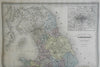 England County & Physical Map Wales London c. 1863 Dufour & Dyonnet folio map