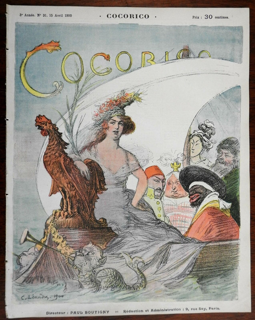 Racial Ethnic Ottoman Sultan Queen Victoria Cocorico 1900 Leandre Art Nouveau