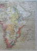 Africa Continent European Colonies rare variant 1885 Flemming detailed map