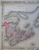 Canadian Maritimes New Brunswick Newfoundland 1863 Johnson & Ward scarce Map