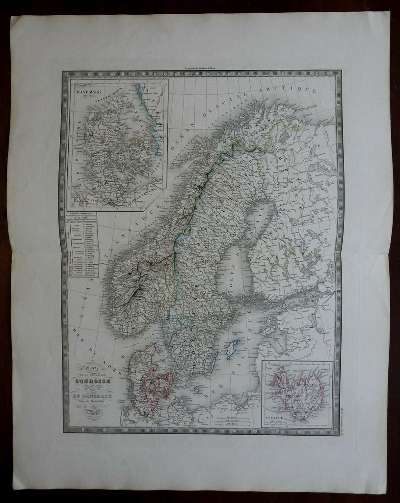 Kingdoms Sweden & Denmark Scandinavia Norway Finland Iceland 1837 Andriveau map