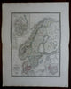 Kingdoms Sweden & Denmark Scandinavia Norway Finland Iceland 1837 Andriveau map