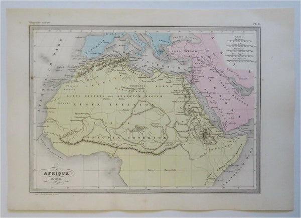 Ancient North Africa Morocco Algeria Egypt Sahara Desert c. 1870 Sarazin map