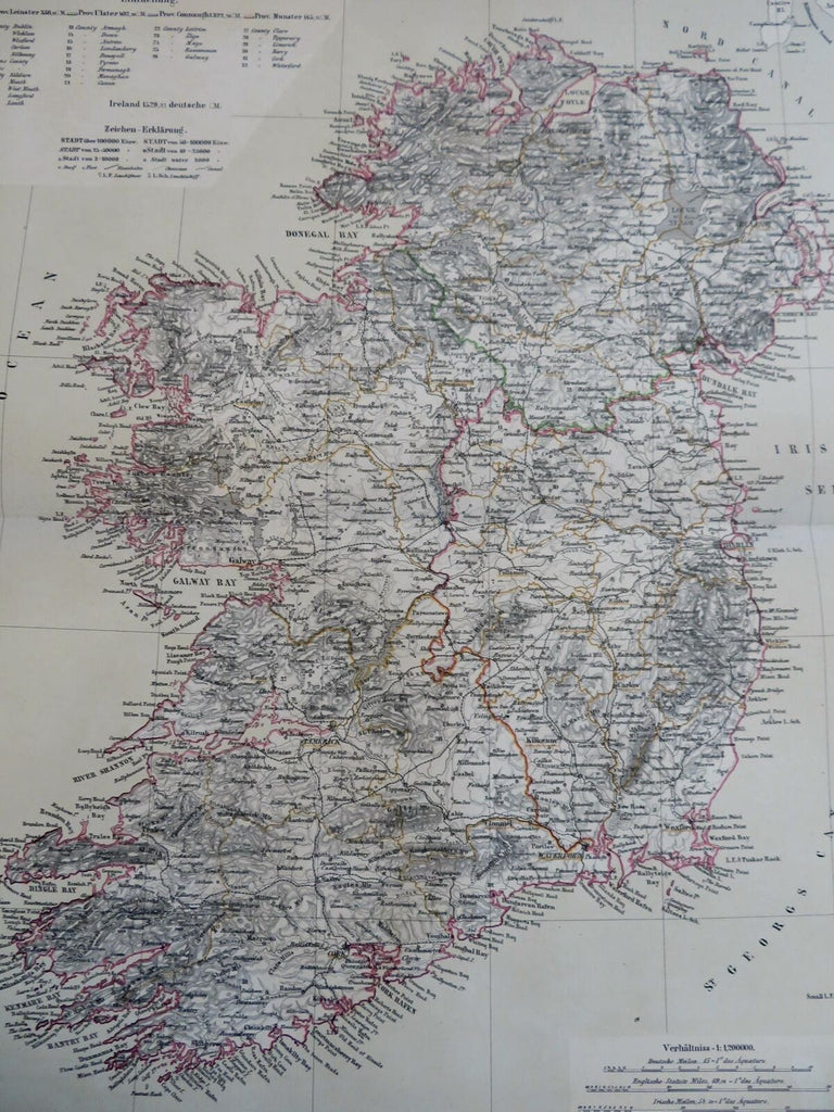 Ireland Dublin Derry Galway Cork 1885 Flemming detailed map