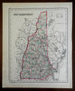 New Hampshire state map Concord Portsmouth 1876-9 O.W. Gray fine large map