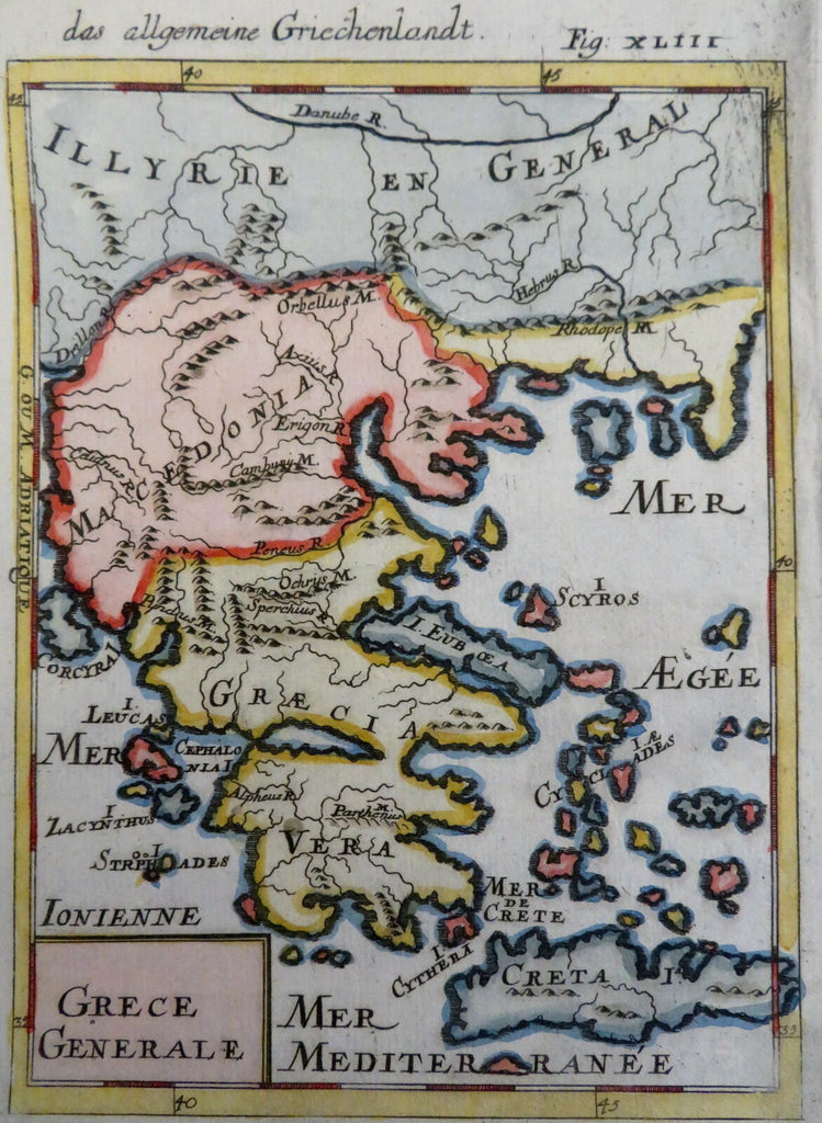 Greece & Macedonia Ottoman Empire Balkans Crete Aegean Sea 1685 Mallet map