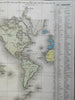 World Map Voyages of Discovery Magellan Columbus 1859 Delamarche map