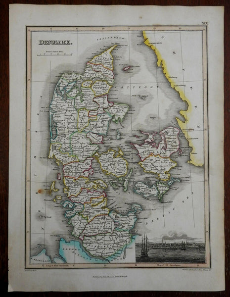 Kingdom of Denmark Fyn Jutland Sjaelland Copenhagen 1830 Wyld decorative map