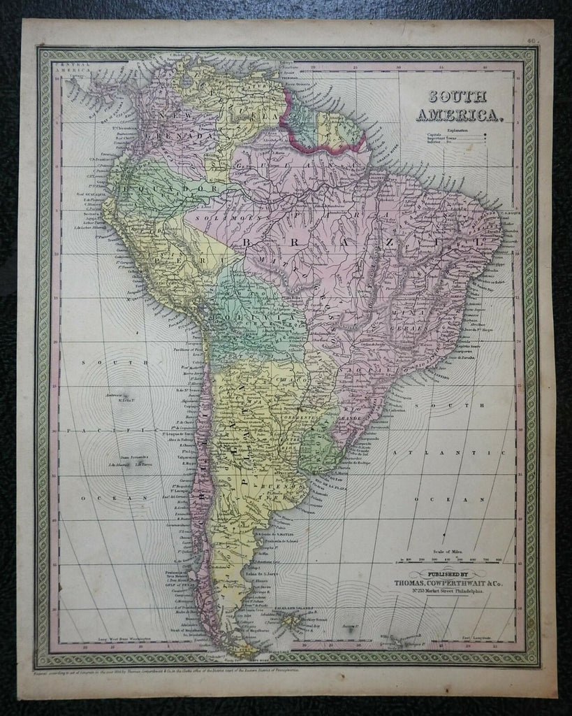 South America Brazil Peru Chile Argentina Venezuela 1850 Cowperthwait map