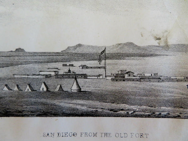 San Diego California Frontier City View 1848 Graham lithographed city view