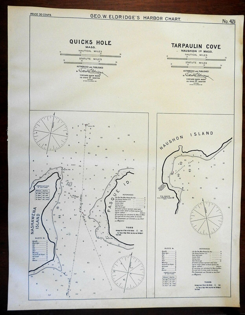 Quicks Hole Massachusetts Tarpaulin Cove 1901 Eldridge coastal nautical survey