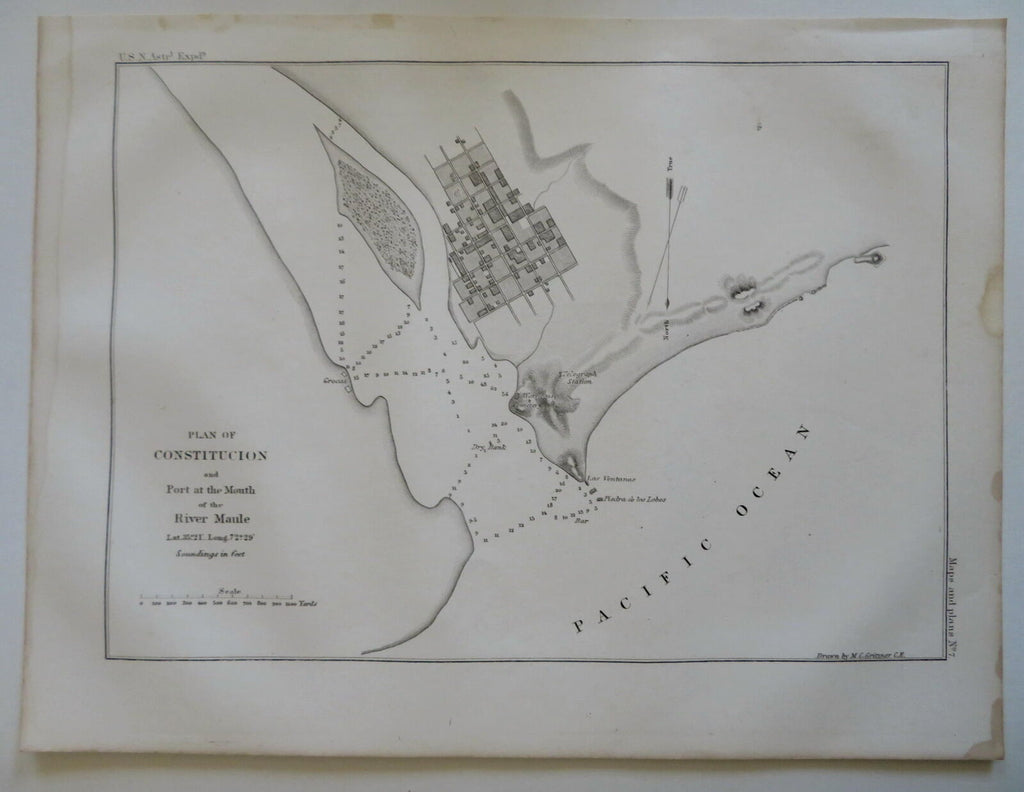 Constitucion Chile Detailed City Plan 1855 Gritzner lithographed map