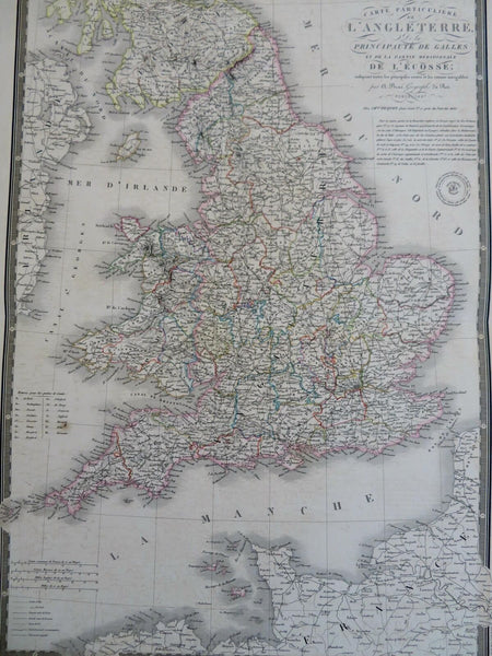 England & Wales United Kingdom 1827 Brue large detailed map hand color
