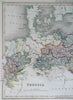 Kingdom of Prussia Silesia Westphalia Berlin Saxony c 1850-8 Archer engraved map