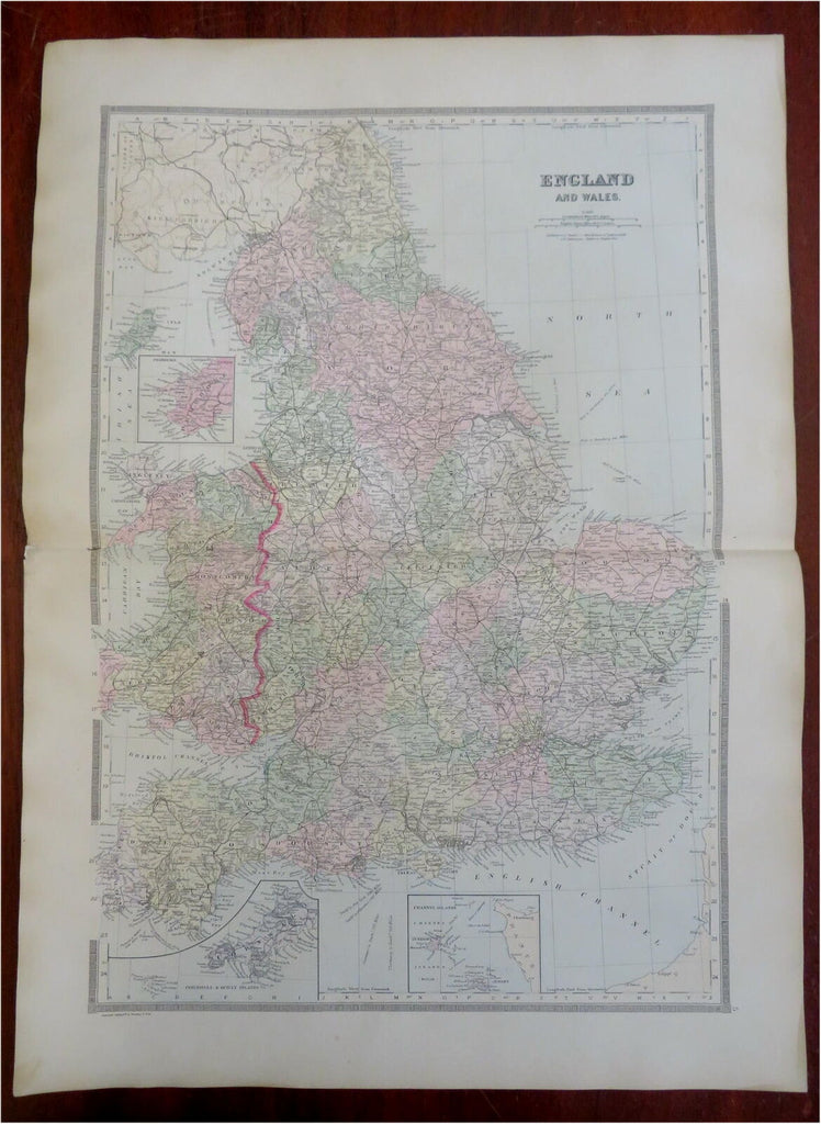 England & Wales UK London Cardiff 1889-93 Bradley folio hand color detail map