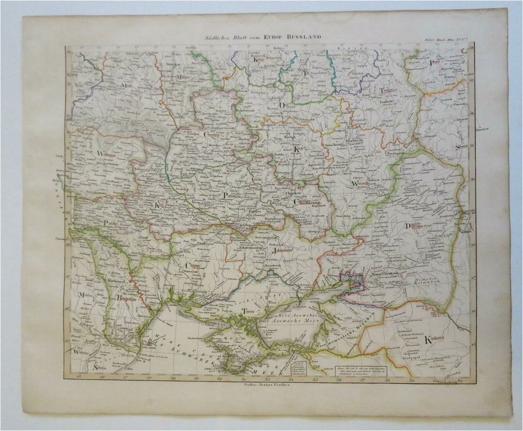 Russian Empire Ukraine Crimea Astrakhan 1855 fine detailed map