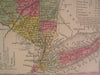 New York by Mitchell 1846 fine folio old hand color vintage antique map