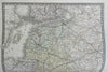 Russian Empire Baltic States Poland c. 1830's Brue large detailed map hand color