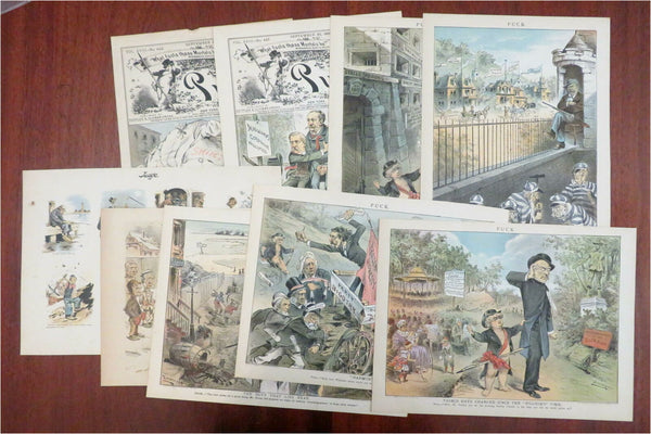 Zimmerman American Politics 1880's Puck Judge Political Cartoons Lot x 9 prints