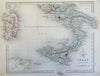 Italy Kingdom of Sardinia Lombardy Tuscany Papal States 1850 Archer 2 sheet map