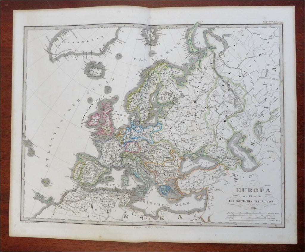 Europe German Confederation Ottoman Empire Russia 1866 Stulpnagel detailed map