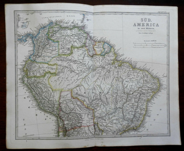 South America Two Sheet Map Brazil Peru Bolivia 1862 Stieler detailed map