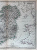 Ireland Dublin Cork Killarney Lakes Galway Belfast 1880 Petermann detailed map