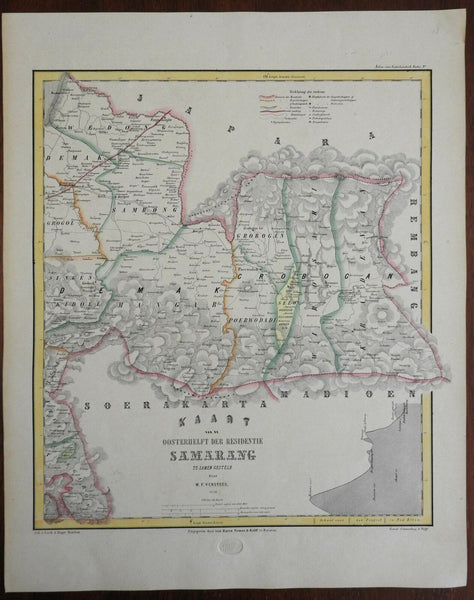 Eastern Samarang Dutch East Indies Indonesia Java c.1858 Haren large detail map