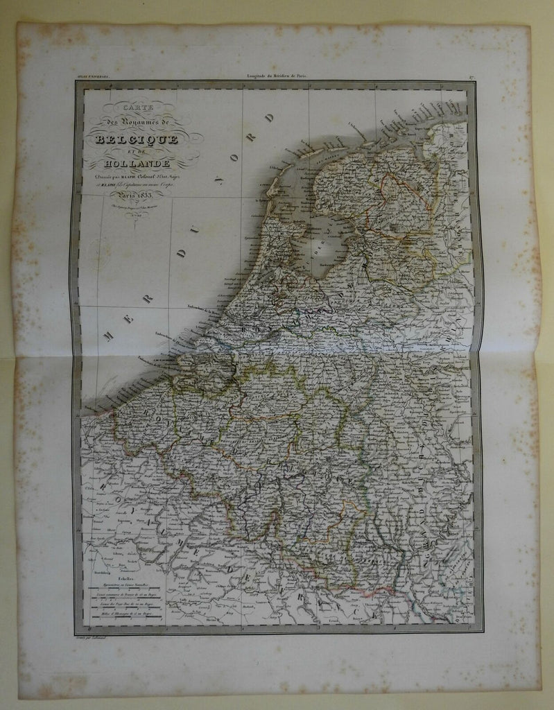 Kingdoms of Holland and Belgium Netherlands 1829 Lapie large folio map