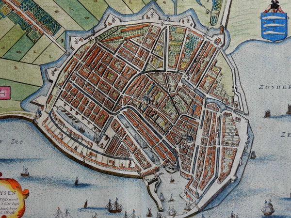 Enckhuysen Holland 1634 Hondius wonderful detailed full hand color city plan