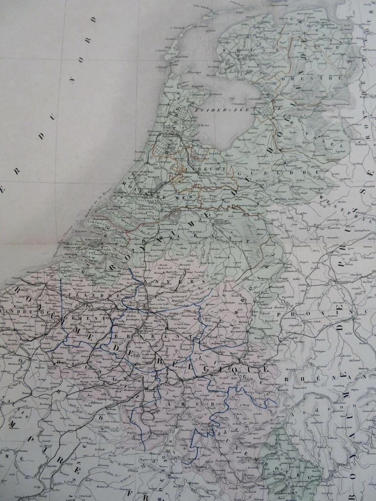 Low Countries Netherlands Holland Belgium Amsterdam 1858 Tardieu engraved map