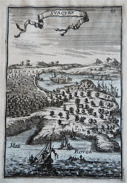 Suakin Egypt Red Sea Coastal Town View 1683 Mallet engraved print