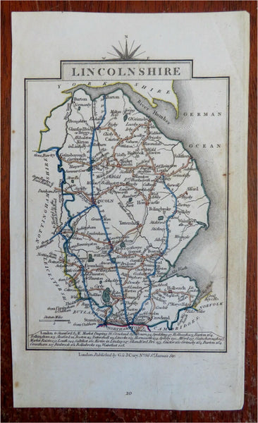 Lincolnshire United Kingdom County Map Lincoln Humber River 1830's Cary map