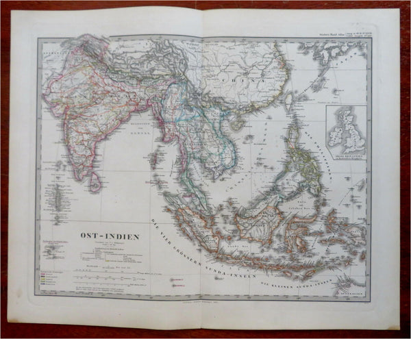 India British Raj Southeast Asia Indonesia Malaysia 1875 Stulpnagel detailed map