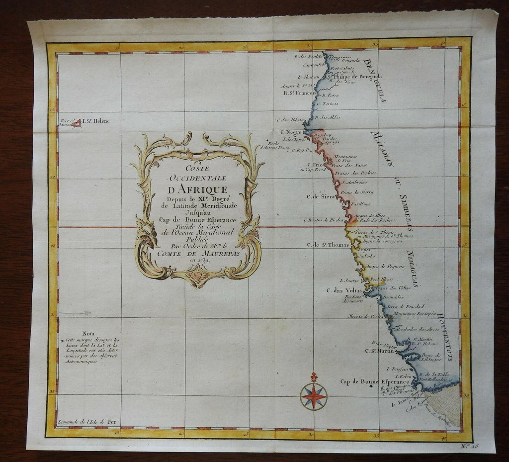 West African Coast Congo South Africa Table Bay 1746 Bellin engraved map