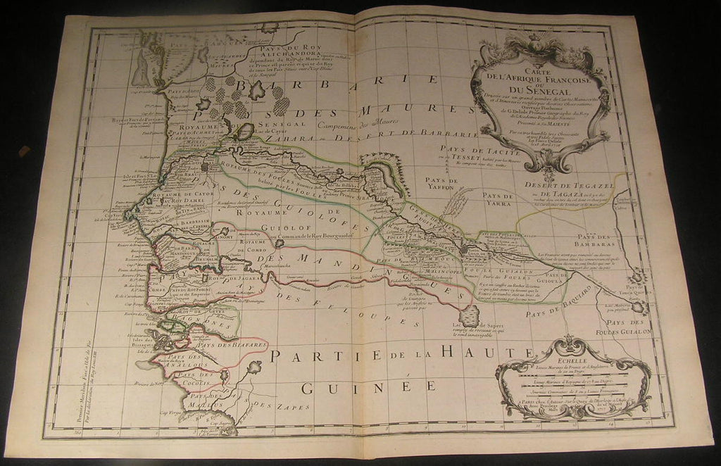 French Colonies Senegal West Africa 1727 Marie de L'Isle Rare fine antique map