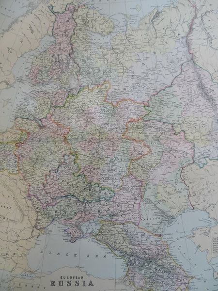 Russian Empire Finland Poland Ukraine 1889-93 Bradley folio hand color map