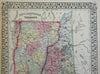 New Hampshire & Vermont White Mountains Lake Champlain 1867 Mitchell map