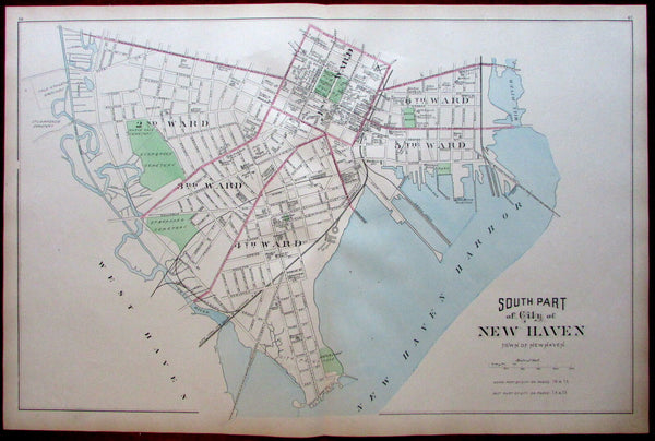 New Haven city plan southern harbor water front area 1893 Connecticut Hurd map