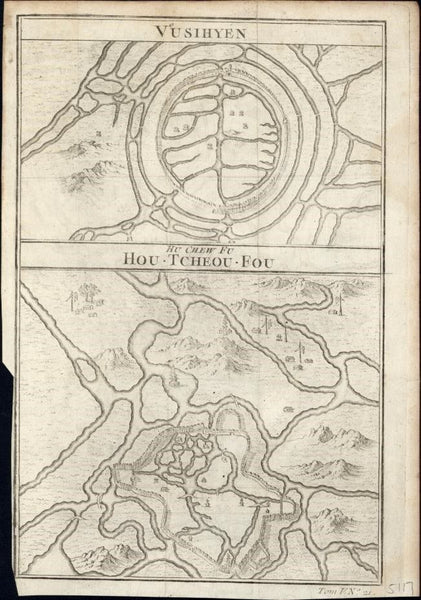 Vusihyen Hou Tcheou Fou China 1749 engraved early maps plans topography