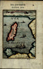 Isle of Man England U.K. 1683 Mallet hand colored miniature map w/ sailing ships
