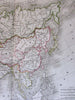 Asia India Arabia Persia China Siberia c.1842 engraved hand color old map