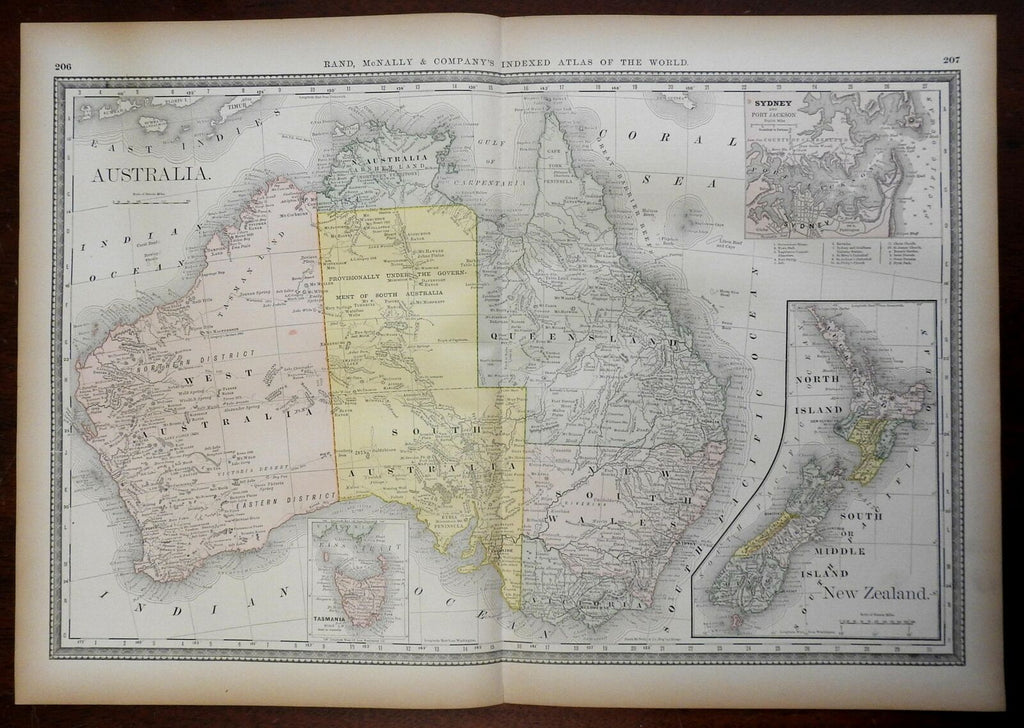 Australia & New Zealand Tasmania New South Wales Sydney 1881 Rand McNally map