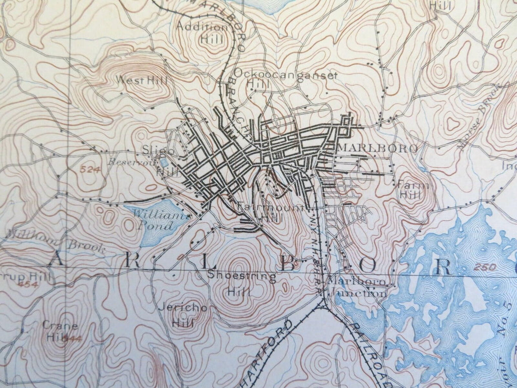 Marlboro Hopkinton Holton Berlin Lancaster Massachusetts 1901 topo chart