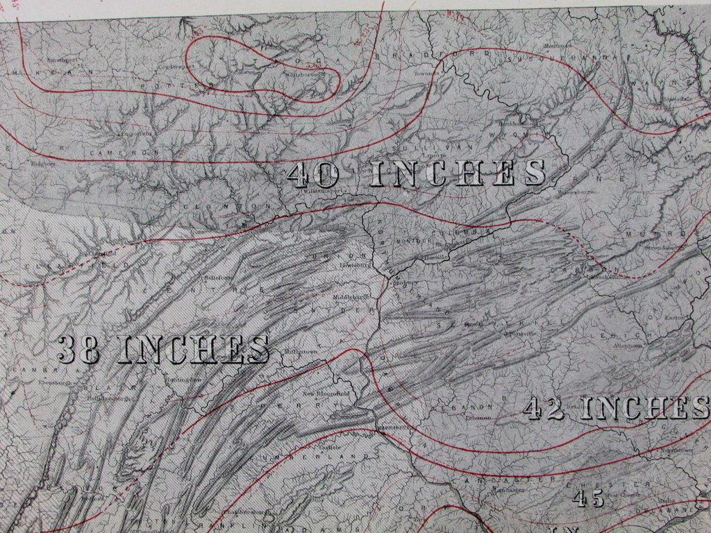 Pennsylvania climatological map Climate yearly temperature rainfall 1872 old map