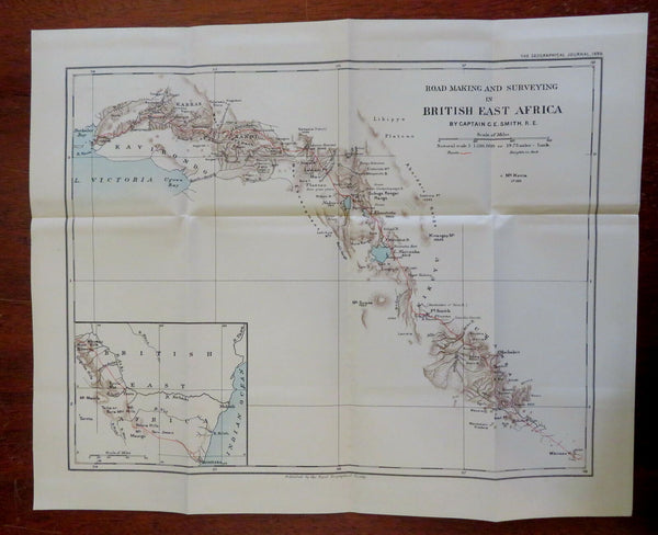 British East Africa Kenya Lake Victoria Road Survey 1899 Johnston detailed map
