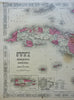 Caribbean Islands Cuba Puerto Rico Jamaica 1864 Johnson & Ward civil war era map