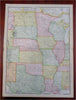 Central US Minnesota Iowa Dakota Illinois Missouri 1907 McNally large map