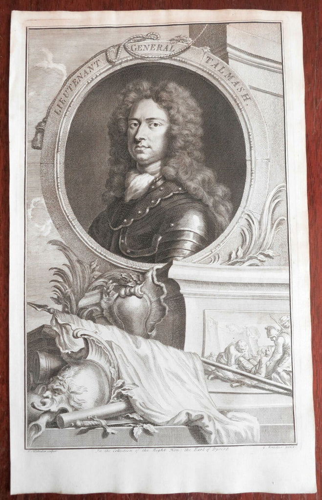 Sir Thomas Tollemache 1740's decorative large fine engraved portrait